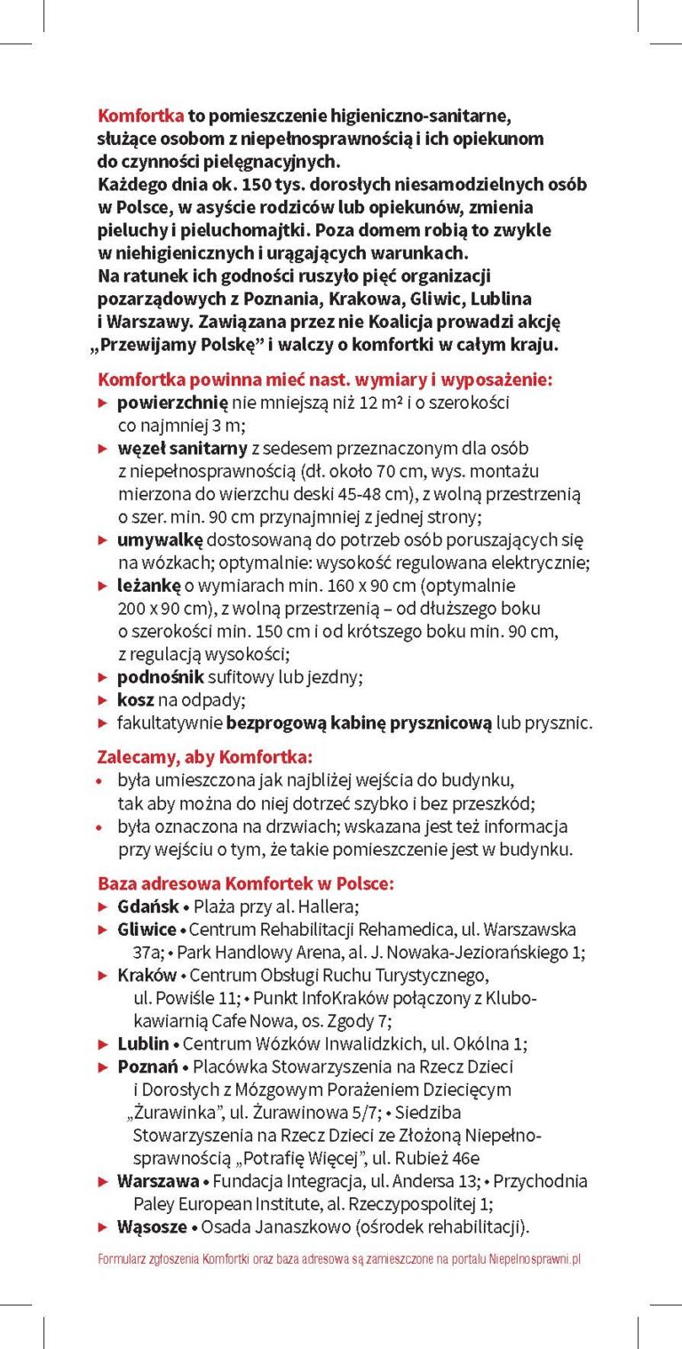Ulotka Komfortka - strona druga